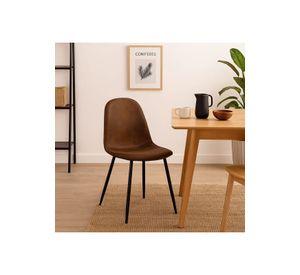 Pack de 2 Sillas Spoon Ecocuero vintage café oscuro
