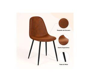 Pack de 2 Sillas Spoon Ecocuero vintage café oscuro