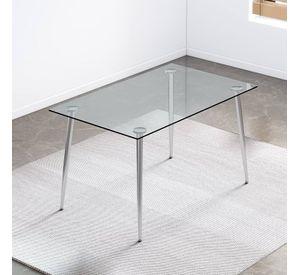 MESA DE VIDRIO PRINCE BLACK CON PATAS NEGRAS 130X80