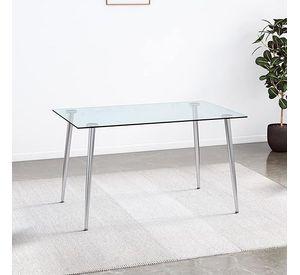 MESA DE VIDRIO PRINCE BLACK CON PATAS NEGRAS 130X80