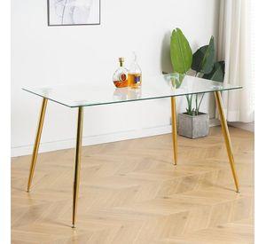 MESA DE VIDRIO PRINCE BLACK CON PATAS NEGRAS 130X80