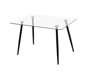 MESA DE VIDRIO PRINCE BLACK CON PATAS NEGRAS 130X80