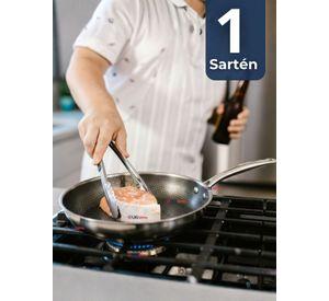 Sartén de Acero Inoxidable Antiadherente 28cm Para Cocinar Freír y Saltear