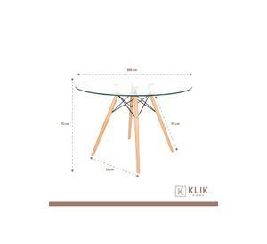 Comedor Mesa Eames Vidrio 100cm + 4 Sillas Eames Blancas