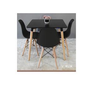 Comedor Mesa Eames Cuadrada Negra + 4 Sillas Eames Negras