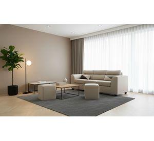 sofa pufa 3 cuerpos  2 pouf beige fancy hogar