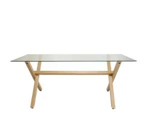 JUEGO DE COMEDOR 4 SILLAS EAMES + MESA RECTANGULAR X VIDRIO 140CM