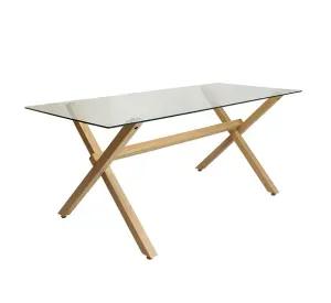 JUEGO DE COMEDOR 4 SILLAS EAMES + MESA RECTANGULAR X VIDRIO 140CM