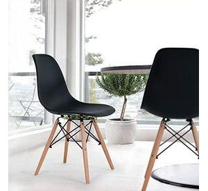 JUEGO DE COMEDOR 4 SILLAS EAMES + MESA RECTANGULAR X VIDRIO 140CM