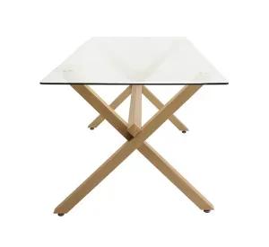 JUEGO DE COMEDOR 4 SILLAS EAMES + MESA RECTANGULAR X VIDRIO 140CM