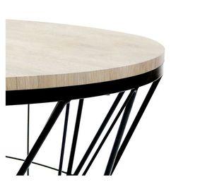 MESA DE CENTRO ENREJADA 80CM MICA CON TOPE MDF COLOR MADERA NATURAL