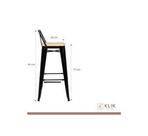 Pack de 4 Taburetes Tolix Con Asiento De Madera Clara - Negros