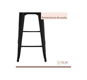 Pack de 4 Taburetes Tolix Con Asiento De Madera Clara - Negros