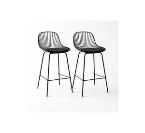 Pack de 2 Taburetes Piso Bar Tropea Alto - Negro