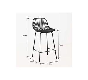 Pack de 2 Taburetes Piso Bar Tropea Alto - Negro
