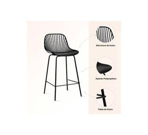 Pack de 2 Taburetes Piso Bar Tropea Alto - Negro