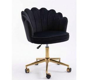 SILLA DE ESCRITORIO OSTRA ACOLCHADA BASE GIRATORIA DORADA