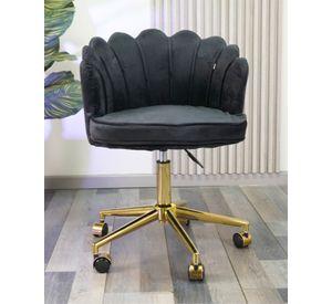SILLA DE ESCRITORIO OSTRA ACOLCHADA BASE GIRATORIA DORADA