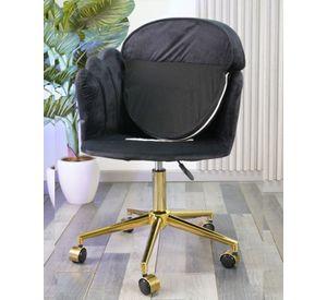 SILLA DE ESCRITORIO OSTRA ACOLCHADA BASE GIRATORIA DORADA