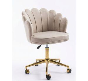 SILLA DE ESCRITORIO OSTRA ACOLCHADA BASE GIRATORIA DORADA