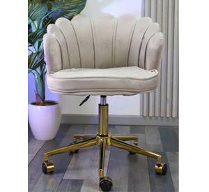 SILLA DE ESCRITORIO OSTRA ACOLCHADA BASE GIRATORIA DORADA