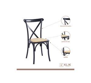 Comedor mesa de vidrio cross 140x90 + 6 sillas Crossback Madera Negras