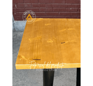 MESA TOLIX CON CUBIERTA MADERA CLARA 80X80 PARA CAFETERIA O RESTAURANTE