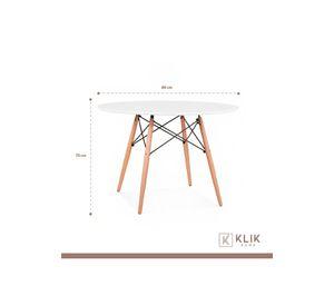 Comedor Eames 80cm redonda Blanca + 4 Sillas Crossback Danubio Blancas