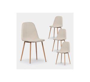 Pack de 4 Sillas Spoon Terciopelo - Crema