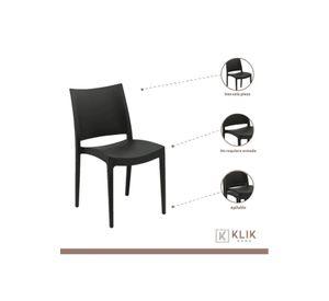 Comedor Mesa Eames de vidrio 100cm + 4 Sillas de terraza exterior - Negras