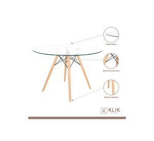 Comedor Mesa Eames de vidrio 100cm + 4 Sillas de terraza exterior - Negras