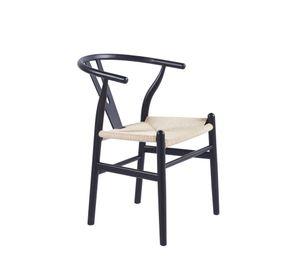 SILLA WISH ESTRUCTURA COLOR MADERA NEGRA Y RATTAN TEJIDO NATURAL