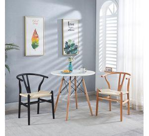 SILLA WISH ESTRUCTURA COLOR MADERA NEGRA Y RATTAN TEJIDO NATURAL