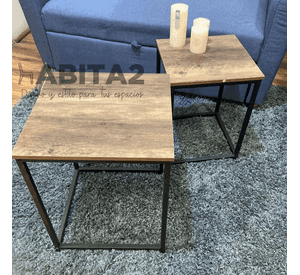 PACK 2 MESA CENTRO TIPO NIDO RUSTIC CUADRADA