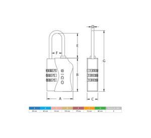 CANDADO VIAJERO ODIS TSA 33MM AZUL BT-COMB