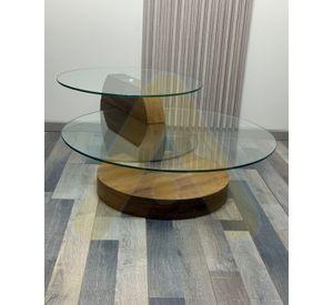 MESA DE CENTRO 120X70CM MODERNO VIDRIO REDONDO 3 NIVELES GLASSY