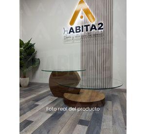 MESA DE CENTRO 120X70CM MODERNO VIDRIO REDONDO 3 NIVELES GLASSY