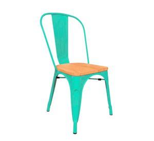 SILLA TOLIX CON ASIENTO DE MADERA ESTRUCTURA METALICA