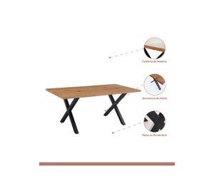 Comedor Color Madera y Metal Cross 180x90 + 8 sillas Tolix con asiento de madera Oscura - Negras