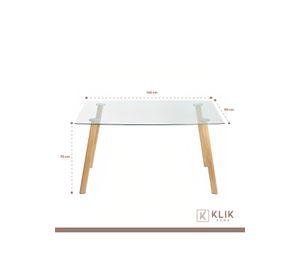 Comedor Mesa de Vidrio Nórdica 140x90 cm + 4 Sillas Tulip Negras