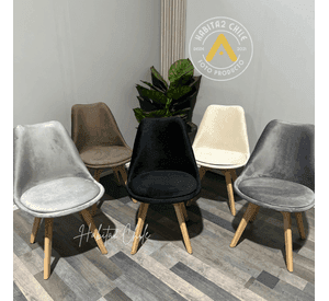 SILLA PARA COMEDOR TULIP FELPA TAPIZ TERCIOPELO BASE MADERA
