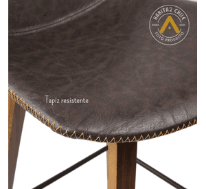 TABURETE PISO CON SILLA DE CUERO Y PATAS DE MADERA