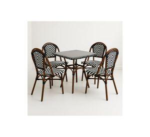 Comedor de una Mesa + 4 Sillas Parisinas - Blanco y Negro