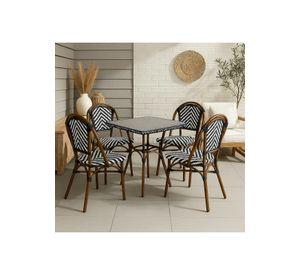 Comedor de una Mesa + 4 Sillas Parisinas - Blanco y Negro