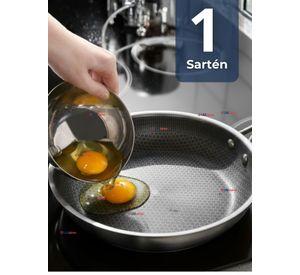 Sartén Acero Inoxidable Antiadherente 24cm Para Cocinar Freír y Saltear