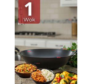 Wok Chino Acero Inoxidable Antiadherente 34cm Negro