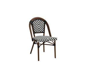 Silla Bistro Parisina Rattan - Blanca con negro