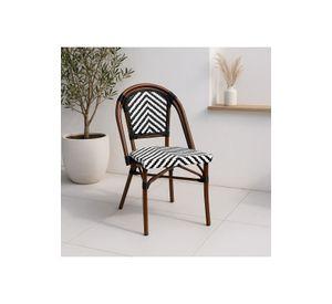 Silla Bistro Parisina Rattan - Blanca con negro