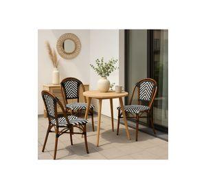 Silla Bistro Parisina Rattan - Blanca con negro