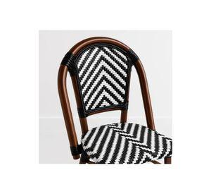 Silla Bistro Parisina Rattan - Blanca con negro